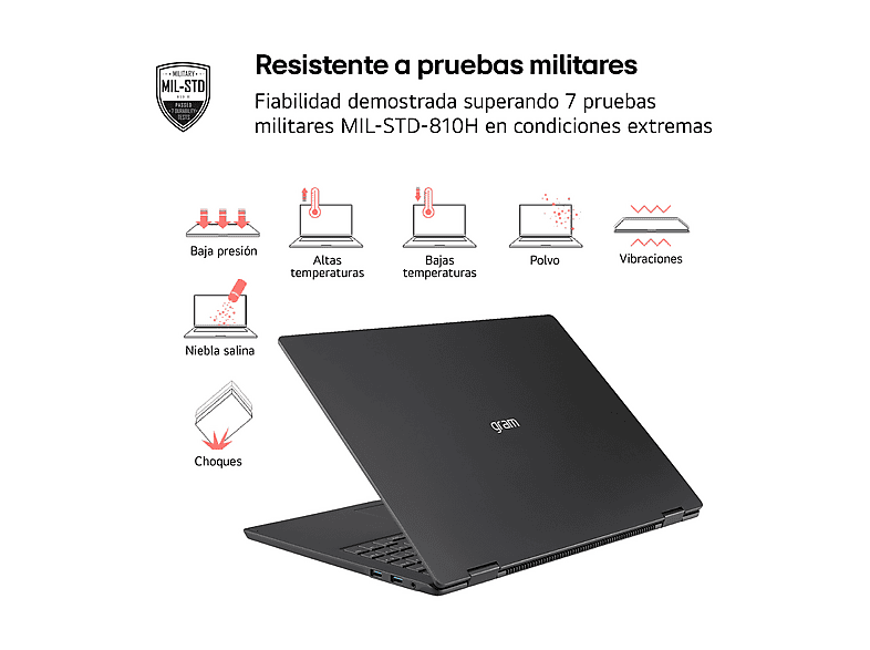 Portátil - LG 14ZD90T-G.AX88B, 14" WUXGA, Intel® Core™ Ultra 7-255H, 13 TOPS, 32 GB RAM, 1 TB SSD, Arc™ GPU, Sin sistema operativo