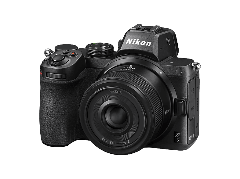 Cámara EVIL - Nikon Z5 + Objetivo 40mm, 24.3 megapixel, Pantalla de 8 cm Táctil Abatible, Sensor CMOS Full Frame, Negro