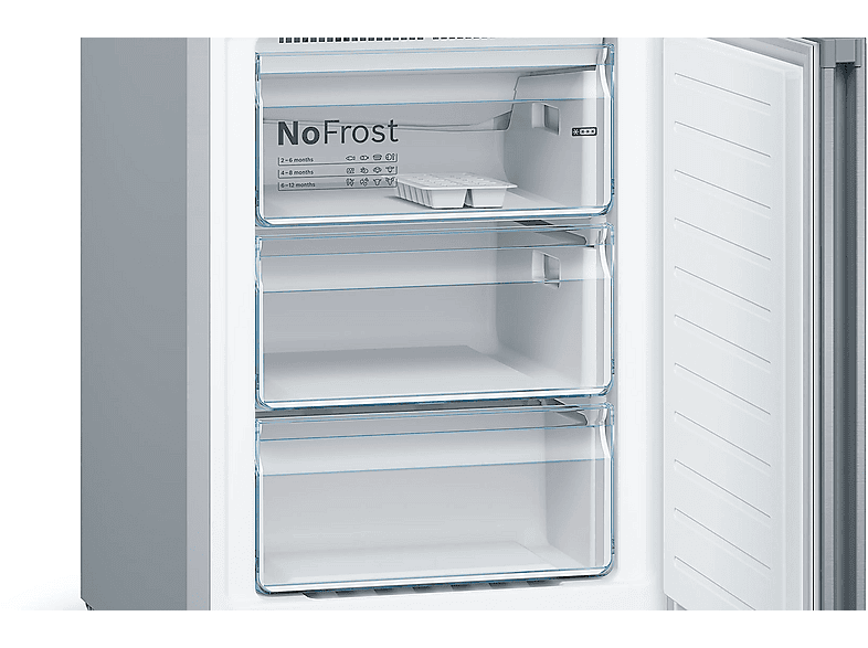 Frigorífico combi - Bosch KGN36VLDB, Total no frost, 186 cm, 326 l, VitaFresh, Acero mate antihuellas