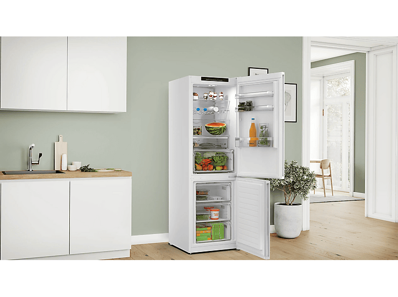 Frigorífico combi - Bosch KGN362WCF, Total NoFrost, VitaFresh XXL 0 °C, 186 cm, 321 l, Blanco