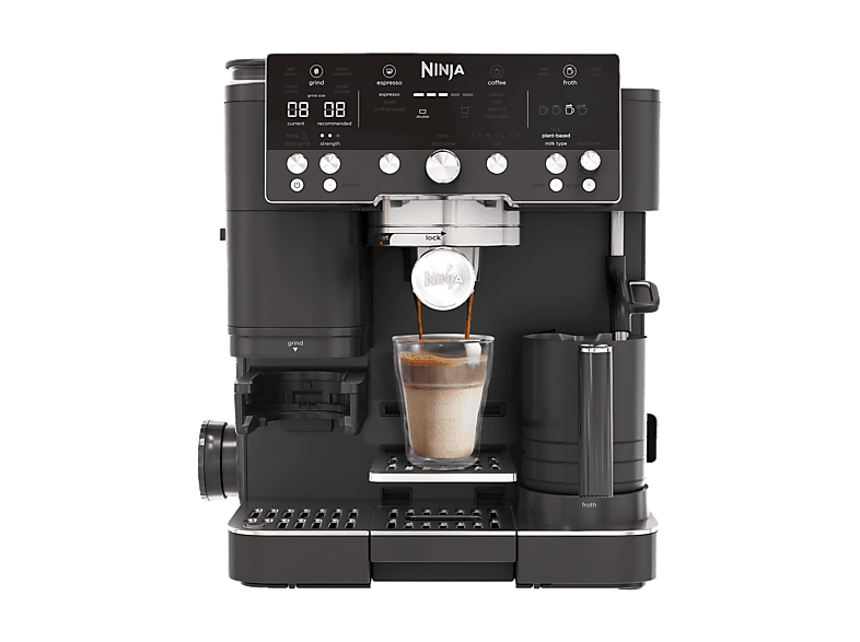 Cafetera express - Ninja Luxe Café Premier ES601EUBK, 9 bar, 1650W, 2 Tazas, Capacidad del depósito 2L, Capacidad de café en grano 250g, Negro