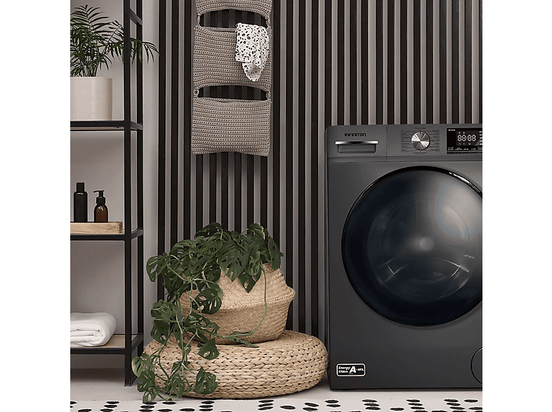 Lavadora carga frontal - Infiniton WM-S14DAN, 10 kg, 1400 rpm, 15 programas, Vapor Care, One Touch, Dark Inox
