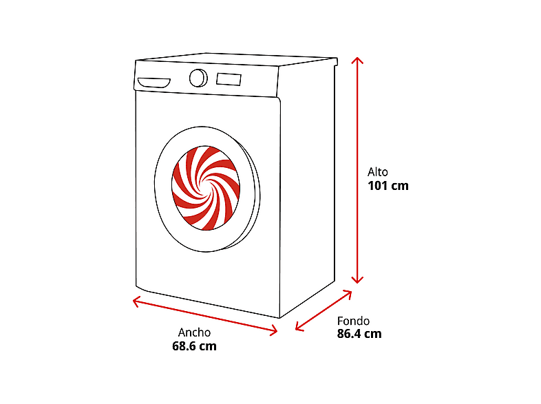Lavadora carga frontal - Infiniton WM-H180DBM, 18 kg, 1000 rpm, 12 programas, Vapor Care, Tambor Rubik design, Blanco