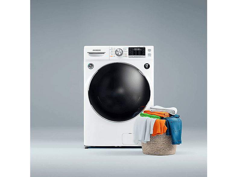 Lavadora carga frontal - Infiniton WM-H180DBM, 18 kg, 1000 rpm, 12 programas, Vapor Care, Tambor Rubik design, Blanco
