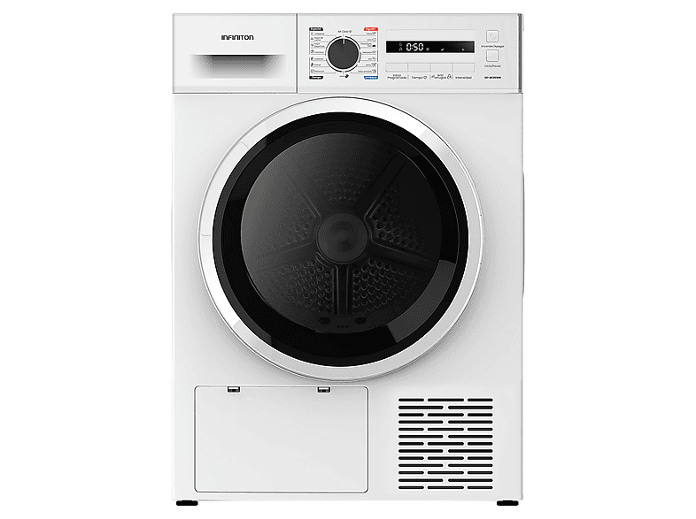 Secadora bomba de calor - Infiniton SD-BC8EWN, Bomba de calor, 8 kg, 16 programas, Blanco