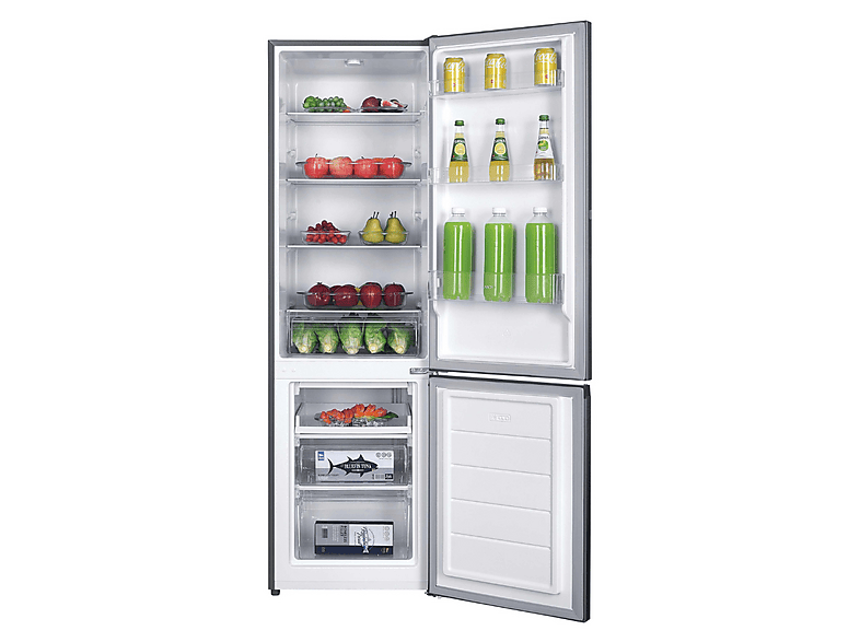 Frigorífico combi - Candy CCH1S518EX, Cíclico, 180 cm, 262 l, Tirador integrado, Puerta reversible, Inox