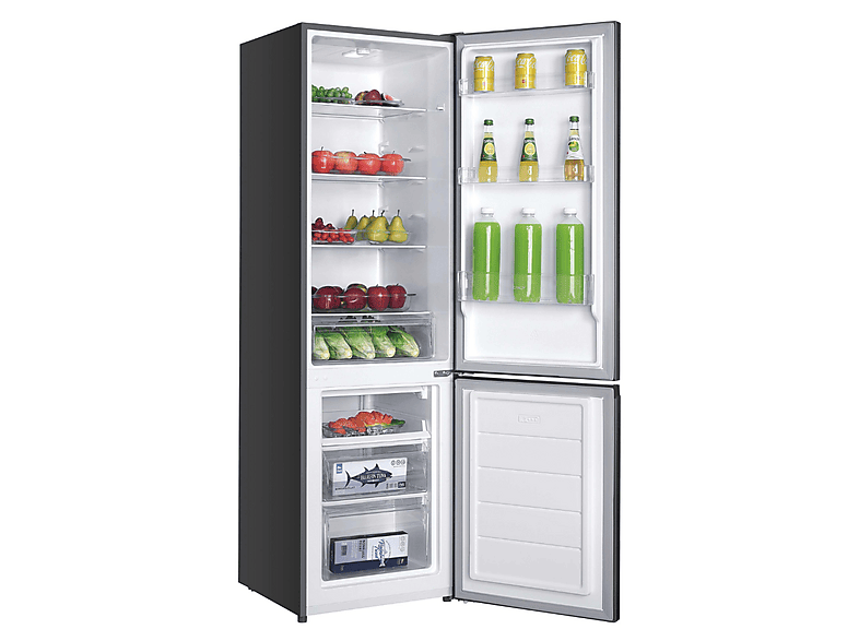 Frigorífico combi - Candy CCH1S518EX, Cíclico, 180 cm, 262 l, Tirador integrado, Puerta reversible, Inox