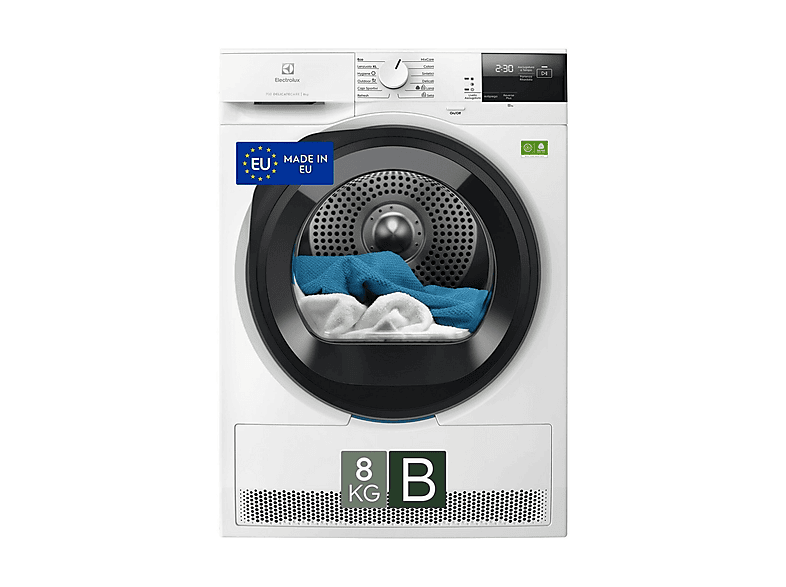 Secadora bomba de calor - Electrolux 916 900 376, Eléctrico, 8 kg, Blanco