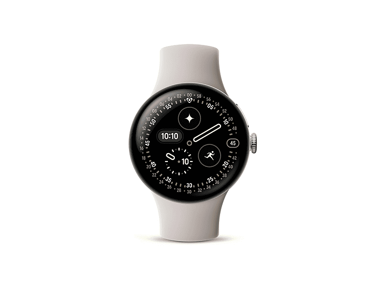 Smartwatch - Google PIXEL WATCH 4 41MM PORCELAIN, S-L, Aluminio 100% reciclado, Plata/Porcelana
