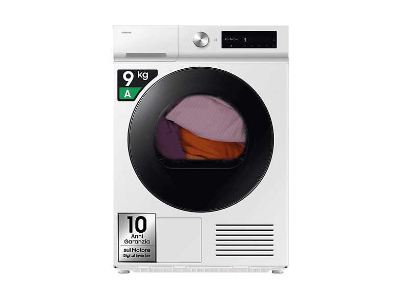 Secadora bomba de calor - Samsung DV90DB7845GW, Eléctrico, 9 kg, 4 programas, White