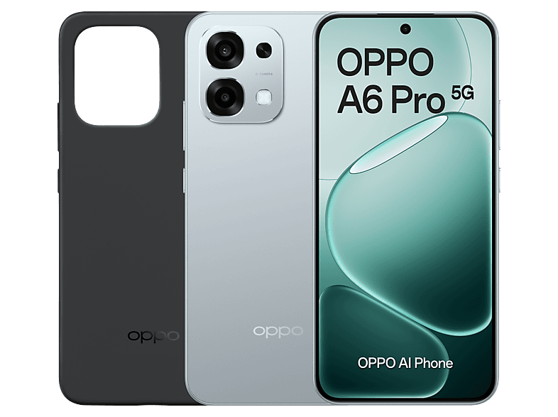 Móvil - Oppo A6 Pro 5G, Lunar Titanium, 256GB, 8GB RAM, 6.57" AMOLED, Mediatek Dimensity 6300 (6nm), 6.500mAh, IP69, Pantalla AMOLED 120 Hz