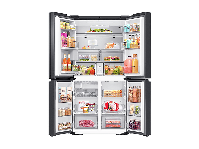 Frigorífico americano - Samsung RF65DG9H0EB1EF, Family Hub 4 puertas, Triple Cooling, 183 cm, 636 l, No Frost, Wifi, Negro