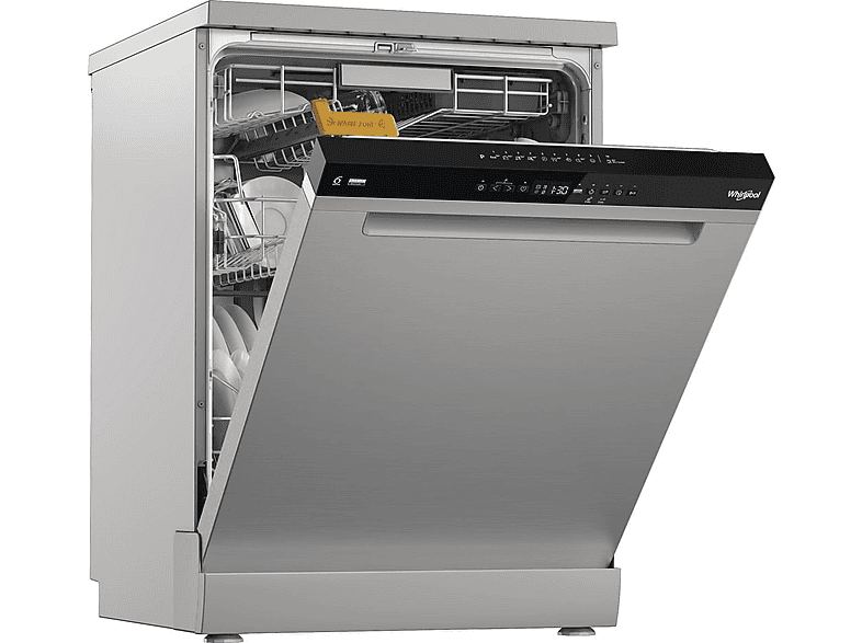 Lavavajillas - Whirlpool W8F HP51X, 15 servicios, 10 programas, 60 cm, MaxiSpace Tub, PowerClean Pro, Tecnología 6th Sense, Inox