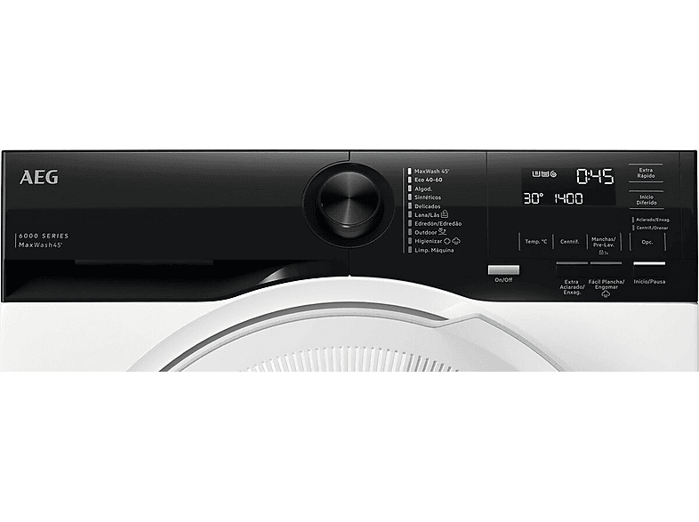 Lavadora carga frontal - AEG LFE6G54H2B, 10.5 kg, 1400 rpm, 10 programas, Ciclo rápido 45 min, Higiene con Vapor, Blanco