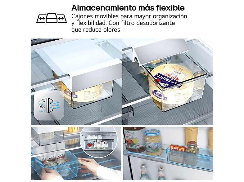 Frigorífico combi - LG GBBS726APY, No Frost, 203 cm, 375 l, DoorCooling+™, FRESHBalancer™, Inox antihuellas