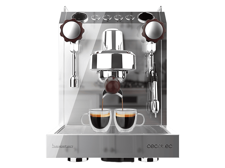 Cafetera express - Cecotec Baristeo Classic, 2700 W, 15 bares, PID, Preinfusión, Portafiltro 58 mm, Doble calentamiento, Plata