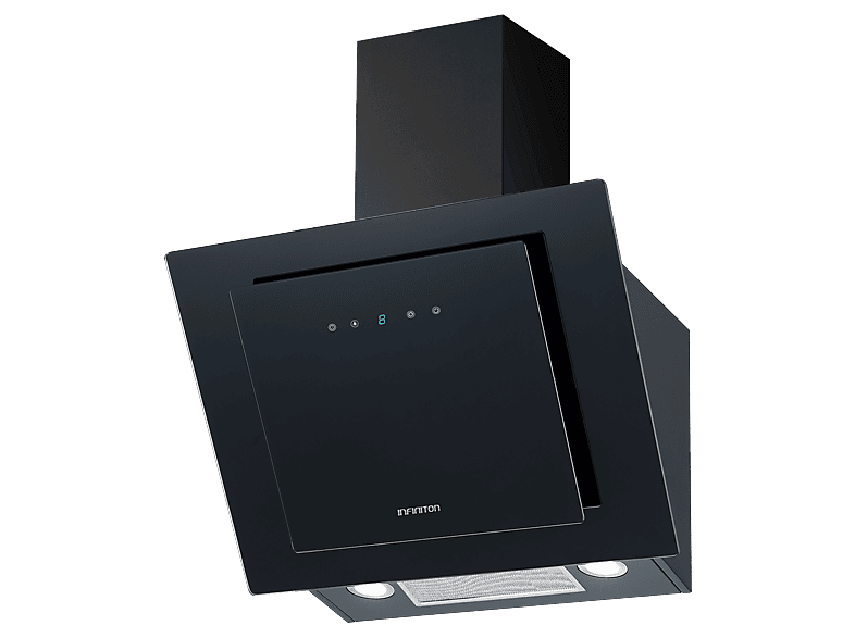 Campana decorativa - Infiniton CMPTRAL-N68R, 3 Niveles Potencia, 720m³/h, 60 cm Ancho, Perimetral, Control electrónico Touch Panel, LED, Crystal Black
