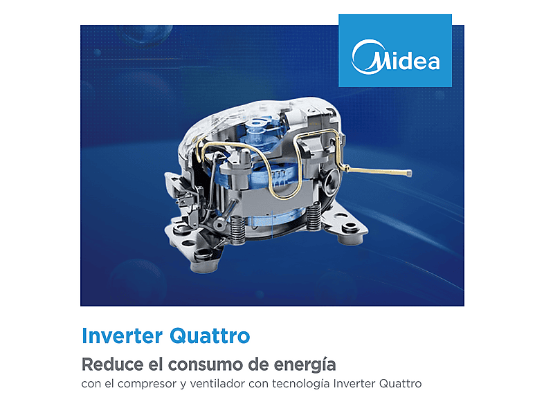 Frigorífico dos puertas - Midea MDRT489MTE02E, No Frost, 172.4 cm Alto, 338 l, Inverter, Smart Cooling, Iluminación LED, Inox