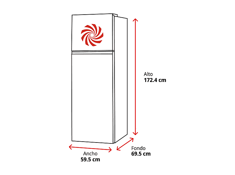 Frigorífico dos puertas - Midea MDRT489MTE01E, No Frost, 172.4 cm, 338 l, Inverter, Smart Cooling, Blanco