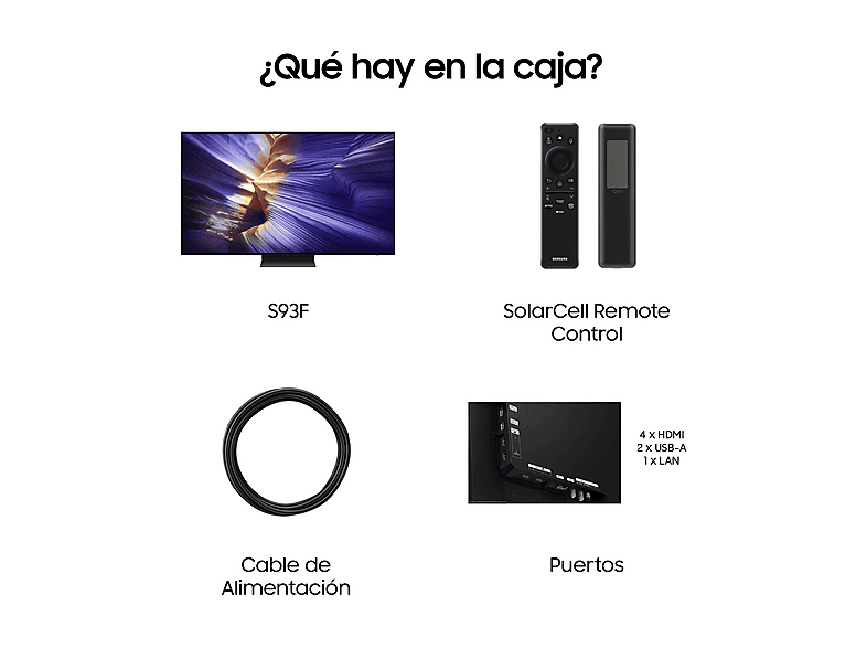 TV OLED 65" - Samsung TQ65S93FATXXC, UHD 4K, NQ4 AI Gen3, Smart TV, DVB-T2 (H.265), Full AI, Negro grafito