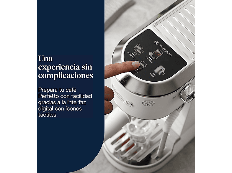 Cafetera express - De Longhi, De'Longhi EC890.WI Dedica Duo Cold Brew, 15 bar, 1450 W, 1.1 l, Capacidad para 2 tazas, Blanco