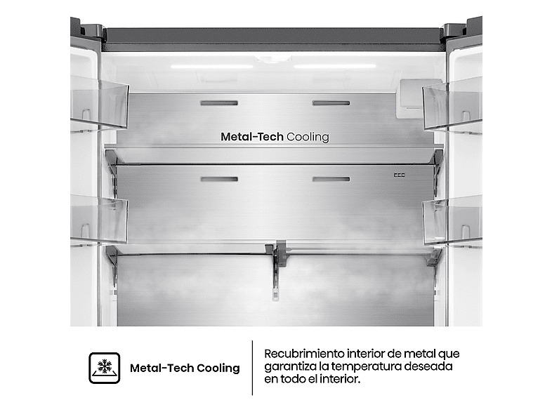 Frigorífico americano - Hisense RQ640P5SSD, Total No Frost, 179 cm, 640 l, Wi Fi, Tecnología UV, Inox