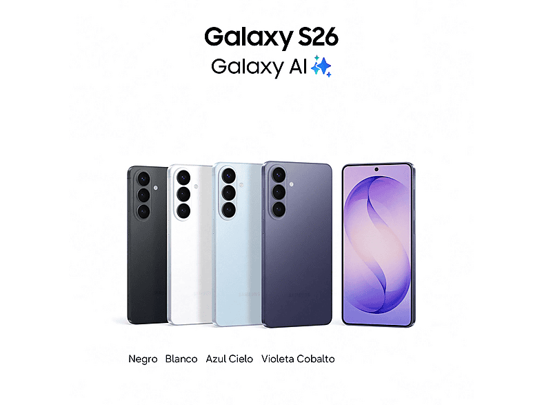Móvil - Samsung Galaxy S26, Violeta, 256 GB, 12 GB RAM, 6.3" FHD+, Exynos 2600, 4300 mAh, Android 16