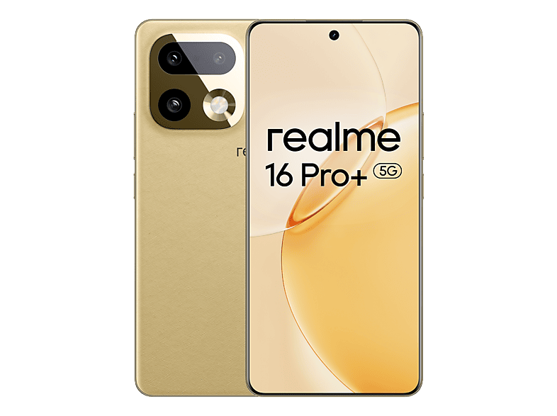 Móvil - Realme 16 Pro+, Master Gold, 512 GB, 12 GB RAM, 6.8" HyperGlow 4D Curve+ de 144Hz, Qualcomm Snapdragon 7 Gen 4, 7000 mAh