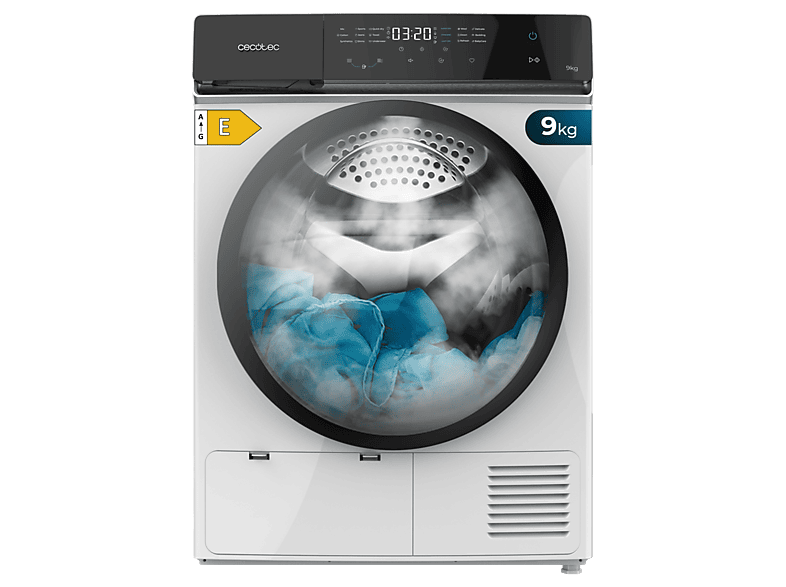 Secadora bomba de calor - Cecotec Bolero DressCode Dry 9400, 15 programas, Secado automático, Planchado Fácil, Stop&Go, Blanco