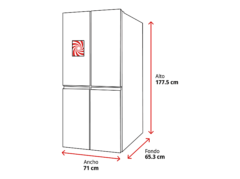Frigorífico americano - Cecotec Bolero CoolMarket 4D 474 Inox E, T474 L, Total NoFrost, Fresh Flex, Compresor Inverter, Ultrasilencioso 35 dB