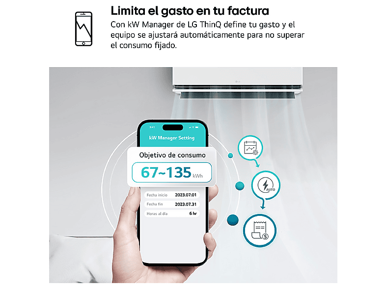 Aire acondicionado Split 1 x 1 - LG MAGNA09SX.SET, 2150 fg/h, Freeze Cleaning, Wi-Fi, Blanco