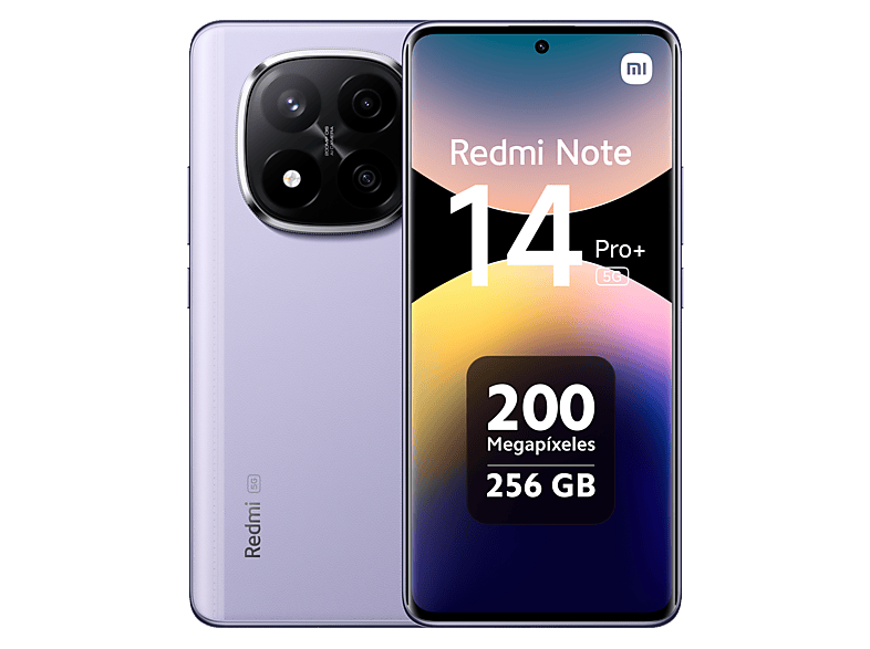 Móvil - Xiaomi Redmi Note 14 Pro+, Lavender Purple, 256 GB, 12 GB RAM, 6.67" AMOLED, Snapdragon® 7s Gen 3 Mobile Platform, 5110 mAh