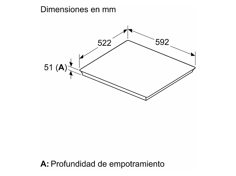 Placa inducción - Balay 3EB967MH, 3 zonas, 32 cm zona grande, 59.2 cm, Acabado negro mate