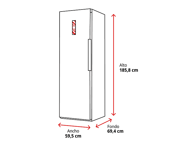 Frigorífico una puerta - Samsung Bespoke AI RR70H39CDFEF, No Frost, 185.8 cm, 387 l, Wifi, Grafito