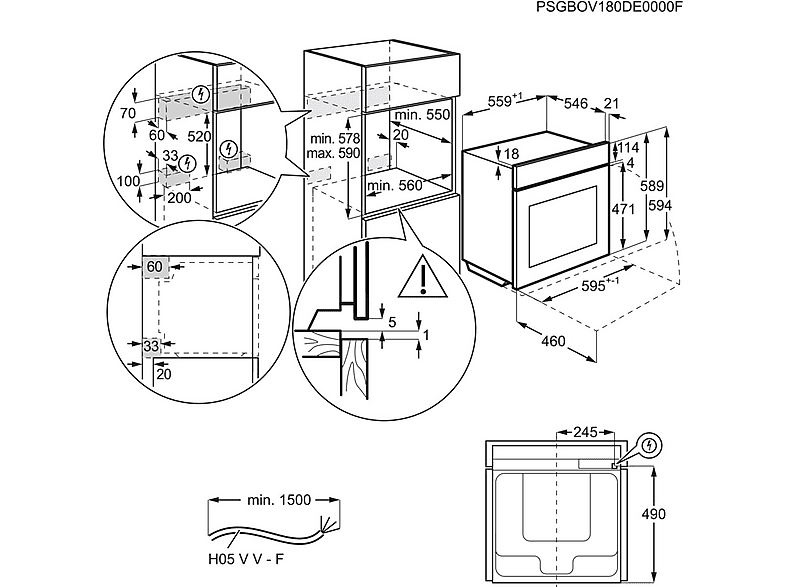 Horno a vapor - AEG TB8SB73ZAB, Multifunción, Hidrolítica, 70 l, Cocción asistida, Conectividad, 60 cm, Negro
