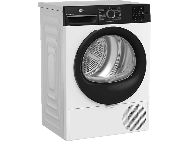 Secadora bomba de calor - Beko BM3T30230W, 10 kg, 15 Programas, Pantalla digital, OptiSense, AquaWave®, Blanco