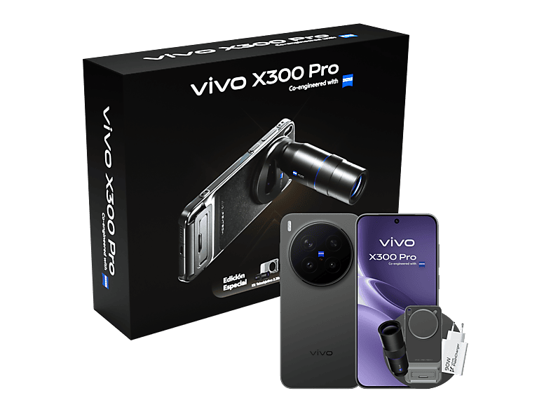 Móvil - Vivo Bundle X300 Pro, Phantom Black, 512 GB, 16 GB RAM, 6.78 " AMOLED 120 Hz, MediaTek Dimensity 9500, 5440 mAh
