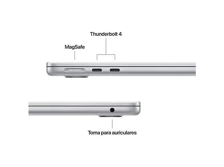 Portátil - Apple MacBook Air (2026) 13.6" Retina, Chip M5 Apple, CPU de 10 núcleos, GPU de 10 núcleos, 16GB RAM, 1TB SSD, Plata, Sin cargador