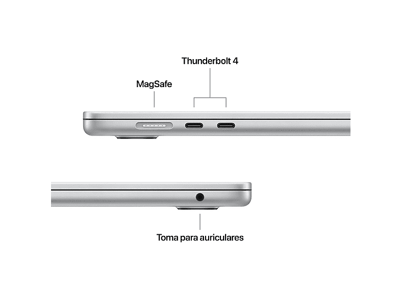 Portátil - Apple MacBook Air (2026) 15.3" Retina, Chip M5 Apple, CPU de 10 núcleos, GPU de 10 núcleos, 16GB RAM, 1TB SSD, Plata, Sin cargador