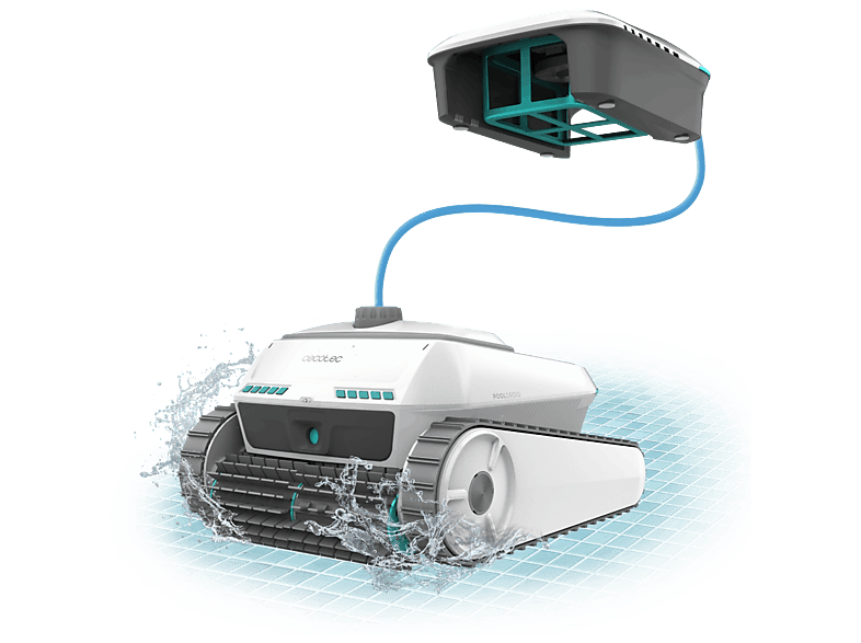 Robot LimpiaPiscinas - Cecotec Conga Pooldroid 10000 TotalClean AquaSkater, Fondo/paredes/línea de flotación/superficie, App y mando, 4 motores, Gris