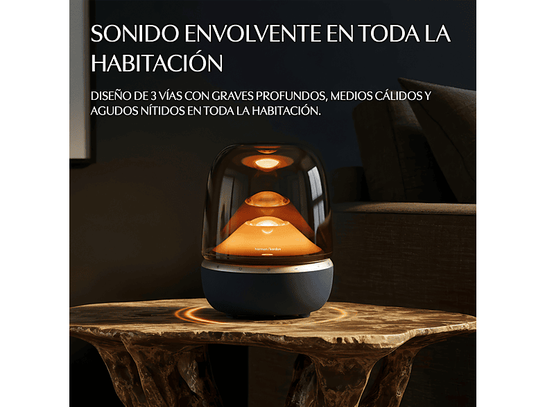 Altavoz bluetooth - Harman Kardon Aura Studio 5, 160 W, Iluminación Ambiental, Negro