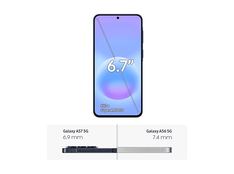 Móvil - Samsung Galaxy A57, Azul Oscuro, 256 GB, 8 GB RAM, 6.7" FHD+, Exynos 1680, 5000 mAh, Android 16