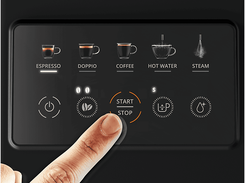 Cafetera superautomática - Krups My Coffee EA201B, 3 recetas de café, Táctil, Molinillo, Bandeja de goteo extraíble, Compacta, 15 bares, Gris