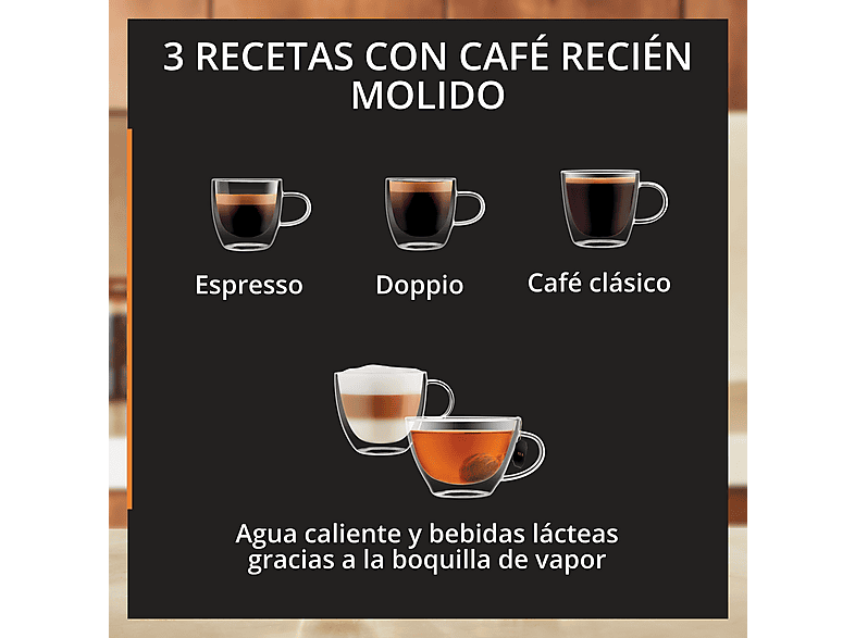 Cafetera superautomática - Krups My Coffee EA201B, 3 recetas de café, Táctil, Molinillo, Bandeja de goteo extraíble, Compacta, 15 bares, Gris