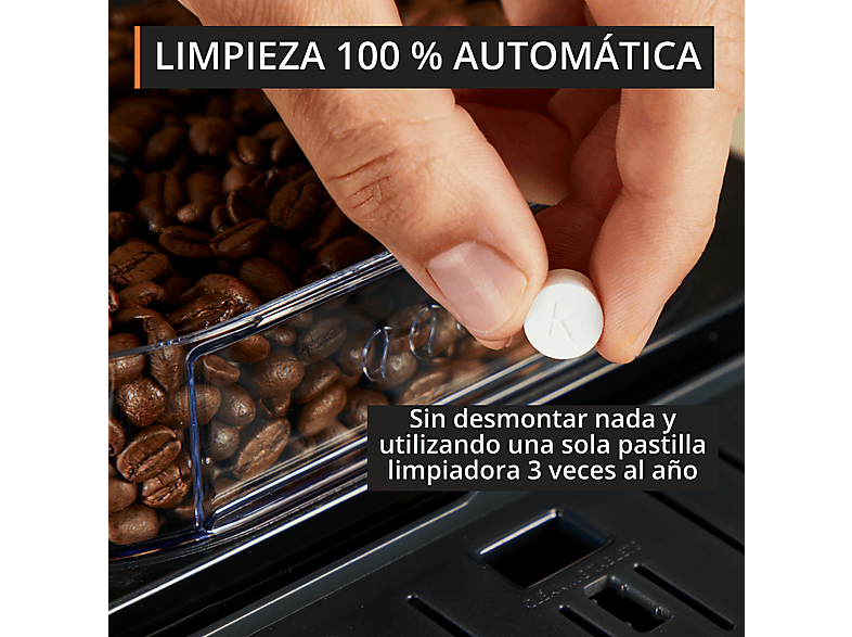 Cafetera superautomática - Krups Intensity EA50K9, 4 bebidas, Espumador de leche manual, Granos de cafe, 15 bares, 1.7l, 2 Tazas, Compacta, negro