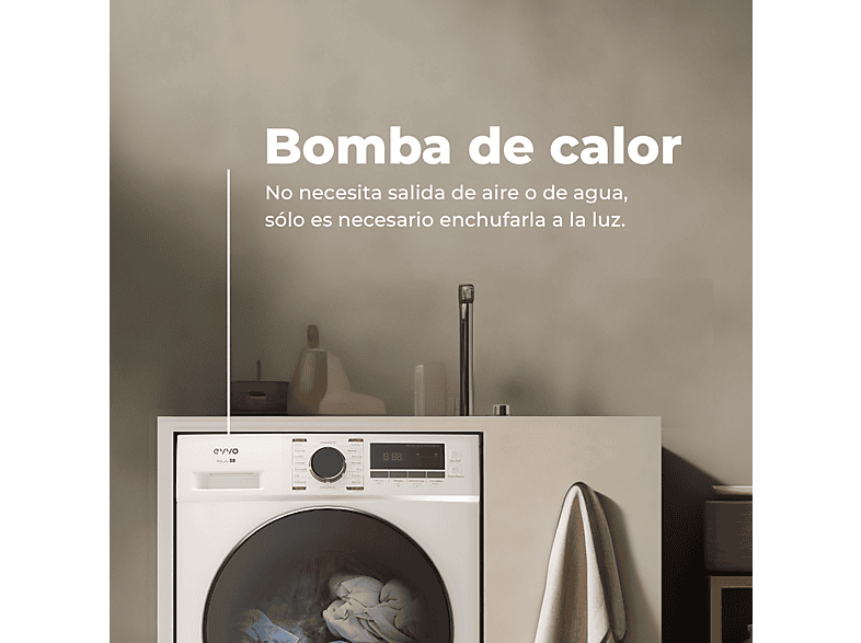 Secadora bomba de calor - Evvo S10X D, 10 kg, 16 programas, Inoxidable