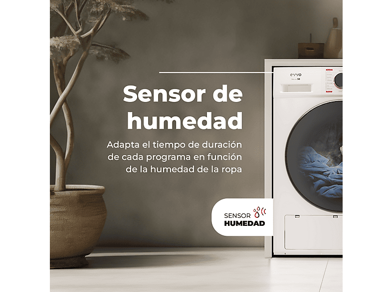 Secadora bomba de calor - Evvo S10X D, 10 kg, 16 programas, Inoxidable