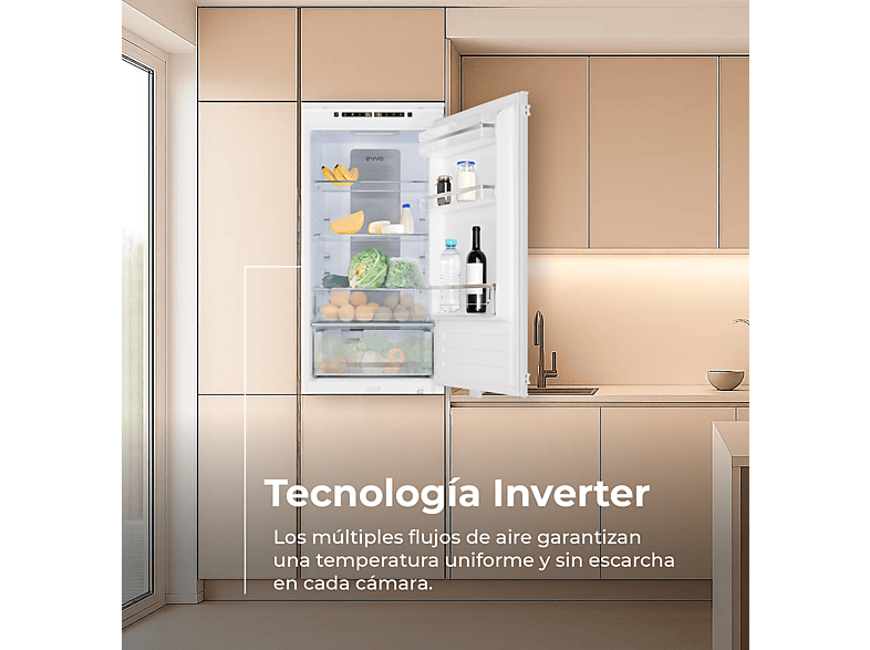 Frigorífico combi - Evvo Fi62, No Frost, Altura 177 cm, Capacidad 218 l, Blanco