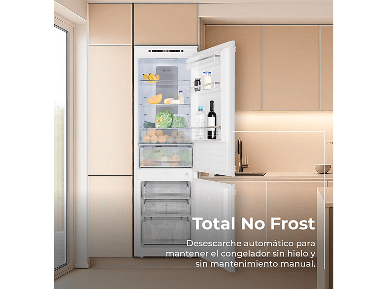 Frigorífico combi - Evvo Fi62, No Frost, Altura 177 cm, Capacidad 218 l, Blanco