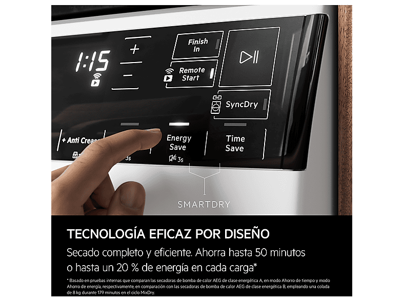 Secadora bomba de calor - AEG Serie 9000X AbsoluteCare Pro TR959V6PBC, 9 kg, Blanco